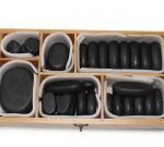 סט אבנים חמות ללא ווקס בקופסת עץ יוקרתית (40 יח`)